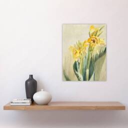 "Artery8 Yellow Canna Lily Flowers Vintage Wall Art Print Hannah Overbeck in Beige - Size: W18"" x H24""" - thumbnail 4