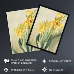 "Artery8 Yellow Canna Lily Flowers Vintage Wall Art Print Hannah Overbeck in Beige - Size: W18"" x H24""" - thumbnail 2