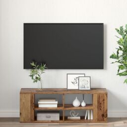 Berkfield Home TV Cabinet with Shelf Old wood 102 x 35 x 35 cm Engineered wood in Brown - thumbnail 4