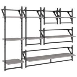 Berkfield Home 6 Piece Wall Shelf Set with Bars Grey Sonoma Engineered Wood - thumbnail 2