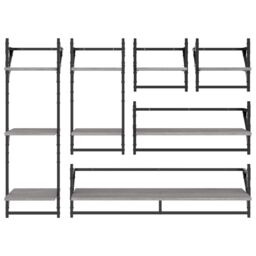 Berkfield Home 6 Piece Wall Shelf Set with Bars Grey Sonoma Engineered Wood - thumbnail 4