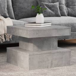 Berkfield Home Modern Coffee Table with LED Lights Concrete Grey 50x50x40 cm - Size: 50 x 50 x 40 cm - thumbnail 2