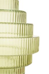 Orsina Tiered Large Green Glass Vase, Eye Catching Layered Modern Vase, Ribbed Glass Vase, Decorative Vase in Grey - thumbnail 4