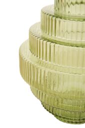 Orsina Tiered Large Green Glass Vase, Eye Catching Layered Modern Vase, Ribbed Glass Vase, Decorative Vase in Grey - thumbnail 5