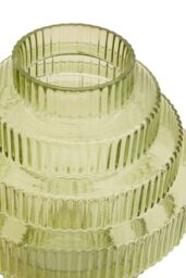 Orsina Tiered Large Green Glass Vase, Eye Catching Layered Modern Vase, Ribbed Glass Vase, Decorative Vase in Grey - thumbnail 3