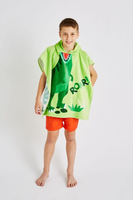 Catherine Lansfield 'Dinosaur' Hooded Towel Poncho in Green - image 1