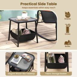 Costway 3PCS Rocking Bistro Set Rocking Chairs & Side Table W/ Storage Bag in Black - thumbnail 6