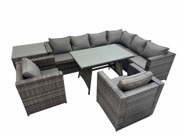 Fimous Patio Furniture Sets with Dining Table 2 Chair Side Table in Dark Grey - image 1