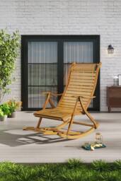 Garden Sanctuary Bamboo Foldable Recliner Outdoor Rocking Chair in Natural - thumbnail 2