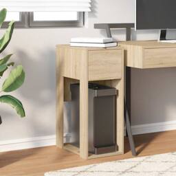Berkfield Home Durable Computer Tower Stand with Drawer Sonoma Oak 30x44x74 cm in Light Brown - Size: 30 x 44 x 74 cm