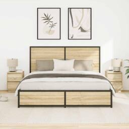 Berkfield Home Bedside Cabinets with LED Lights¬†2 pcs Sonoma Oak 38x34x50 cm - Size: 38 x 34 x 50 cm - thumbnail 5