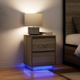 Berkfield Home Bedside Cabinets with LED Lights¬†2 pcs Sonoma Oak 38x34x50 cm - Size: 38 x 34 x 50 cm - thumbnail 2
