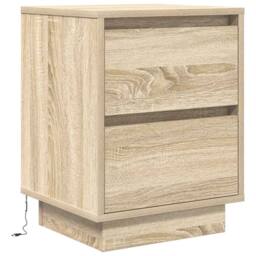 Berkfield Home Bedside Cabinets with LED Lights¬†2 pcs Sonoma Oak 38x34x50 cm - Size: 38 x 34 x 50 cm - thumbnail 7