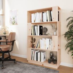 Berkfield Home Book Cabinet/Room Divider 80x25x132 cm Solid Wood Pine in Brown - Size: 80 x 25 x 132 cm - thumbnail 6
