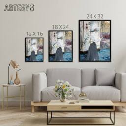 "Artery8 Henry Somm Woman & Japanese Folding Screen Framed Canvas Art Print - Size: W12"" x H16""" - thumbnail 4