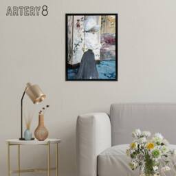 "Artery8 Henry Somm Woman & Japanese Folding Screen Framed Canvas Art Print - Size: W12"" x H16""" - thumbnail 3