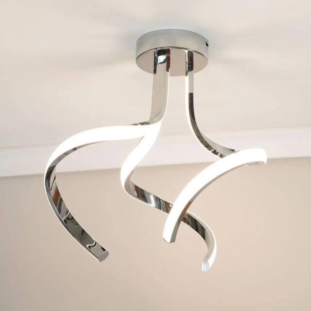 EONLION Twirl Ceiling Light Fitting Integrated LED Living Room Metal Lamp in Silver - image 1