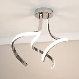EONLION Twirl Ceiling Light Fitting Integrated LED Living Room Metal Lamp in Silver - thumbnail 1