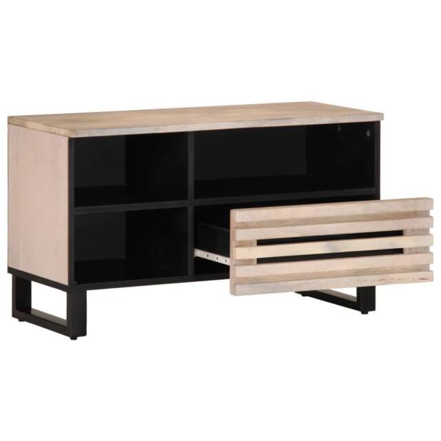 Berkfield Home TV Cabinet 80x34x46 cm Solid Wood Mango in Grey - Size: 80 x 34 x 46 cm - image 1