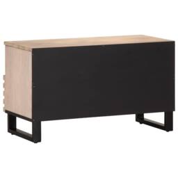 Berkfield Home TV Cabinet 80x34x46 cm Solid Wood Mango in Grey - Size: 80 x 34 x 46 cm - thumbnail 5