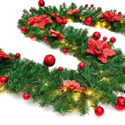 The Chair Cover Company Red Christmas Garland with Lighting 270 cm - Size: 270 cm x 35 cm - thumbnail 6