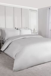 OHS 400 Thread Count Hotel Luxury Premium Quality Cotton Soft Duvet Cover Set in Silver - Size: Single - thumbnail 2