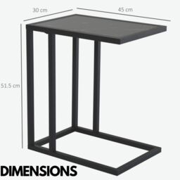 Pirlo Plush Industrial C Shaped Side Table Marble Effect in Black - thumbnail 4