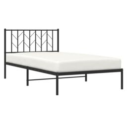 Berkfield Home Metal Bed Frame without Mattress with Headboard Black 107x203cm - Size: 107x203 cm - thumbnail 3