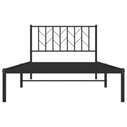 Berkfield Home Metal Bed Frame without Mattress with Headboard Black 107x203cm - Size: 107x203 cm - thumbnail 5
