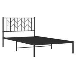Berkfield Home Metal Bed Frame without Mattress with Headboard Black 107x203cm - Size: 107x203 cm - thumbnail 4