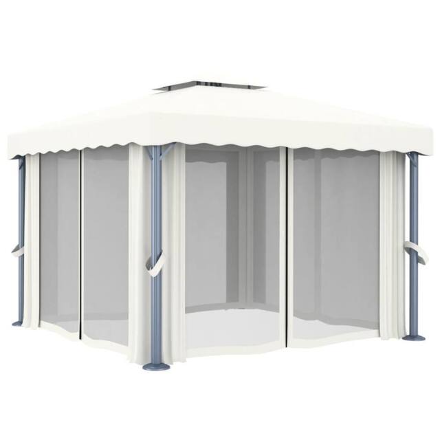 Berkfield Home Gazebo with Curtain 3x3 m Cream White Aluminium - image 1