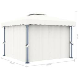 Berkfield Home Gazebo with Curtain 3x3 m Cream White Aluminium - thumbnail 6