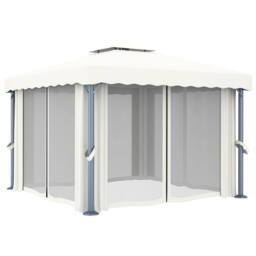 Berkfield Home Gazebo with Curtain 3x3 m Cream White Aluminium