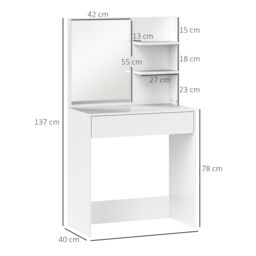 HOMCOM Dressing Table with Mirror & Storage, Modern Vanity Desk, White - thumbnail 3