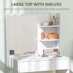 HOMCOM Dressing Table with Mirror & Storage, Modern Vanity Desk, White - thumbnail 5