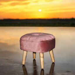 Minster Stool - Wood - L30 x W30 x H34 cm - Pink - Size: 1 Pack - thumbnail 2