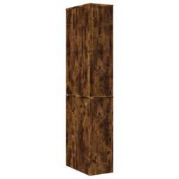 Berkfield Home Narrow Bathroom Cupboard with Wheels Smoked Oak Engineered Wood in Brown - thumbnail 6