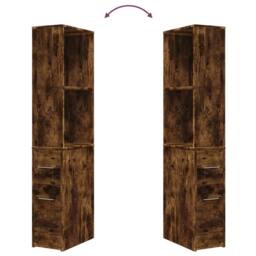 Berkfield Home Narrow Bathroom Cupboard with Wheels Smoked Oak Engineered Wood in Brown - thumbnail 8