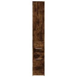 Berkfield Home Narrow Bathroom Cupboard with Wheels Smoked Oak Engineered Wood in Brown - thumbnail 5