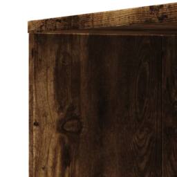 Berkfield Home Narrow Bathroom Cupboard with Wheels Smoked Oak Engineered Wood in Brown - thumbnail 9