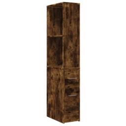 Berkfield Home Narrow Bathroom Cupboard with Wheels Smoked Oak Engineered Wood in Brown - thumbnail 1