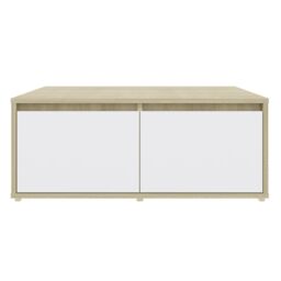 Berkfield Home Coffee Table White & Sonoma Oak 80x80x31 cm Engineered Wood - Size: 80 x 80 x 31 cm - thumbnail 4
