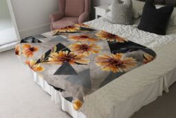 Benjamin Tate Design Geometric Floral Shapes Blanket in Natural - Size: 120 cm x 150 cm - thumbnail 3