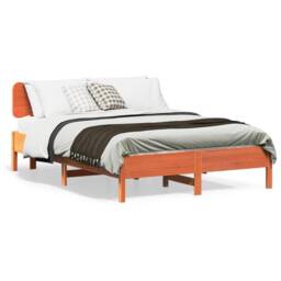 Berkfield Home Bed Frame without Mattress Wax Brown 140x190 cm Solid Wood Pine - thumbnail 2