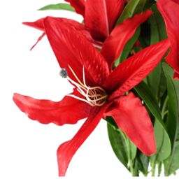 Leaf Pack of 6 x 100cm Large Red Lily Stem - 18 Flowers - Size: 6 x 100 cm - thumbnail 3
