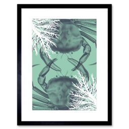 "Artery8 Wall Art Print Crab & Coral Collage Art Black Framed 9x7 inch - Size: W7"" x H9""" - thumbnail 1