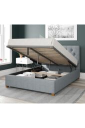 Aspire Olivier Upholstered Ottoman Storage Bed, Malham Weave Fabric in Light Blue - Size: King - thumbnail 2