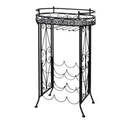 Berkfield Home Wine Rack with Glass Holder for 9 Bottles Metal in Black - thumbnail 2