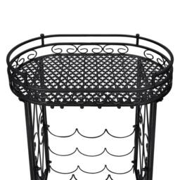 Berkfield Home Wine Rack with Glass Holder for 9 Bottles Metal in Black - thumbnail 4