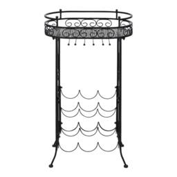 Berkfield Home Wine Rack with Glass Holder for 9 Bottles Metal in Black - thumbnail 3